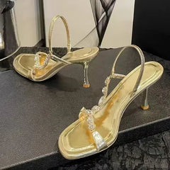 Luxury Gold Crystal Designer High Heel