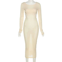 Solid Color Camisole And Long Sleeve Dress Two Piece Set