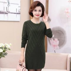 Bottoming Shirt Long Sleeved Sweater Mid Length dress.