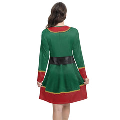 Merry Christmas 3D Printing Long Sleeve Mini Dress