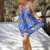 Casual Geometric Print A-Line Patchwork Sleeveless Mini Dress