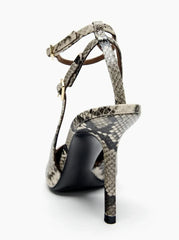 Snake Print Design Pumps Pointed-Toe Ankle Strap High Heel