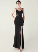 Luxury Elegant Backless Sleeveless Squint Vestidos Split Prom Party Dresses