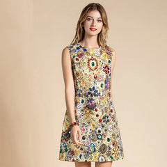 Vintage Gorgeous Crystal Beading Runway Mini Dress