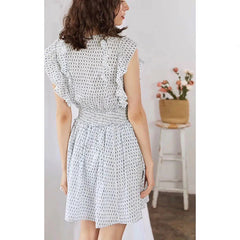 Casual Designer Elastic Waist Flower Print Ruffles Mini Dress