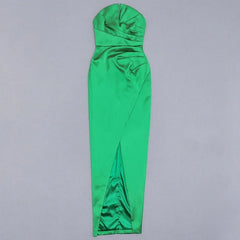 Off Shoulder Strapless Split Ruched Party Dress