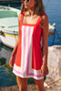 Elegant Color Blocked Suspender Sleeveless Slight Stretch Mini Dress