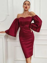 Strapless Half Sleeves Semi Formal Dress