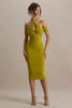 Elegant Hollow Out Solid Halter A-LINE Backless  Off-shoulder Sleeveless Midi Dress
