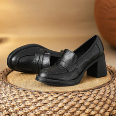 Retro Black Pointed Toe High Heel