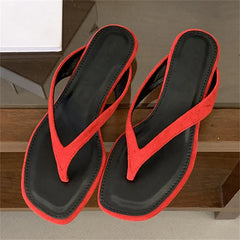Shallow Square Clip Toe Slippers Low Heel