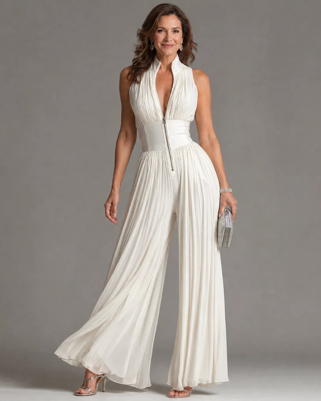 Women's Elegant Fit Pleated Jumpsuit