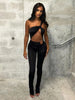 Elegant Irregular Single Shoulder Strap Sleeveless Skinny Hollow Jumpsuits