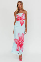 Truth Be Told Strapless Maxi Dress Blue