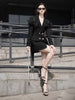 Elegant Lace Patchwork Double-Breasted Notched Office Mini Blazers Dress