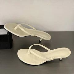 Shallow Clip Toe Slippers Thin Low Heel
