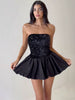 Elegant Sequin Patchwork Ruched Sleeveless Strapless Mini Dress
