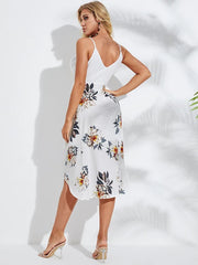 Wrap Random Floral Print V-neck Sleeveless Dress