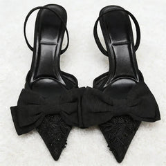 Black Mesh Beaded Decoration Heel