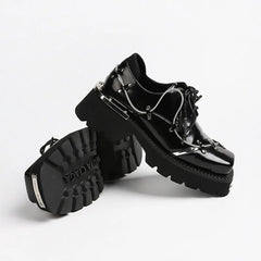 Luxury Metal Chain Decoration Chunky Heel