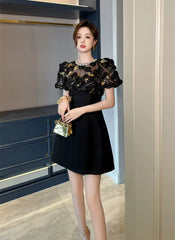Elegant Luxury Floral Sheer O-Neck A-Line Short Gown Evening Dress
