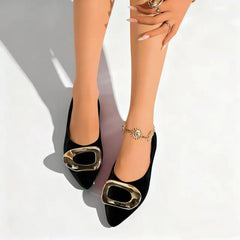 Designer Black Flat Ladies Office Shoes