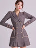 Elegant Office Lady synthetic fiber Formal Long Sleeve Slim Mini Dress