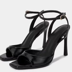 Black String Bead Decoration Pumps Pointed Toe Slingbacks High Heel
