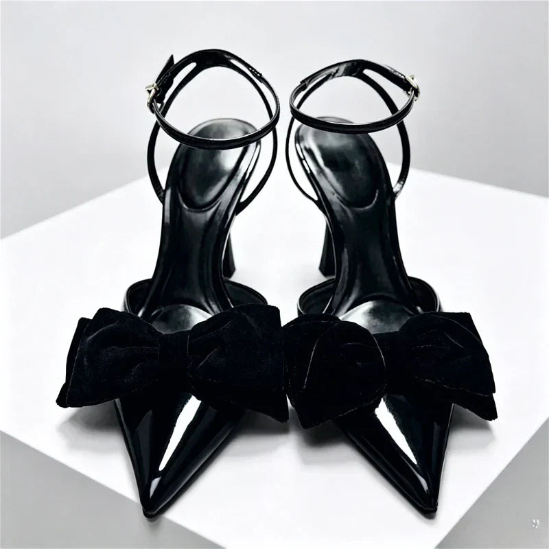 Elegant Bow Designer Black High Heel