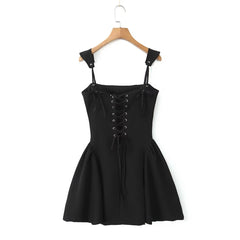 Elegant Tie Bow Rope Strap Cross Lacing Up Mini Sling Dress