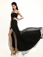 Celebrity Dresses Split Front Chiffon Cannes Film Evening Dress