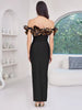 Elegant Refined Off-Shoulder Gown with Leopard Print Accents Events Evening Maxi Dress