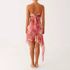 Casual Floral Strapless Backless Boho Sleeveless Bodycon Short Mini Dress