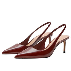 Elegant Patent Leather Slingbacks High Heel
