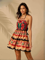 Elegant Slash Neck Spaghetti Strap Halter Chic Backless Sleeveless Evening Mini Dresses