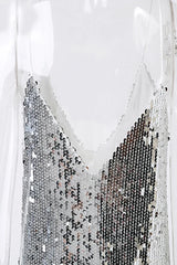 Deep V Neck Sequined Backless Off Shoulder Mini Dress