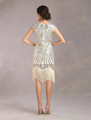 Sequined Solid Sleeveless Halloween Flapper Dress