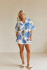 Casual Printed Turn Down Collar Loose Shirt And Shorts 2 Pieces Set