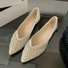 Luxury Rhinestone String Bead Decoration Low Heel