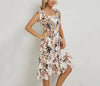 Elegant Sleeveless Halter Strappy Printed Cocktail Party Mini Dress