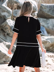 Bohemian Trim And Bow Decoration Street Wear Shift Dress