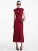 Elegant Crystal Sequin Sleeveless with Floral Embellishments for Gala Evenings Midi Dress