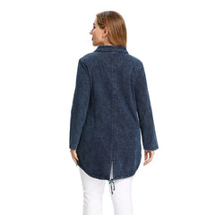 Denim Jacket Stretch Knitted with Shoulder Pad