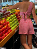 Casual Sleeveless One Shoulder Tank Tops And High Waist Shorts 2 Piece Outfits