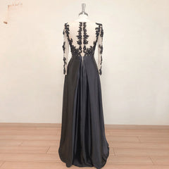 Long Sleeves Lace Applique Beads with Slit Evening Dresses