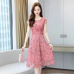 Plus Size Floral Casual Chiffon Dress