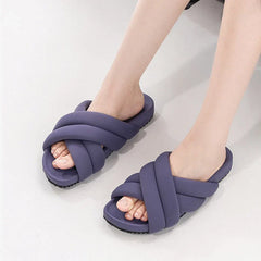 Cross Tied Design Brand Slippers Comfortable Lightweight Soft Flat Slippers Open Toe Non-slip Beach Shoes