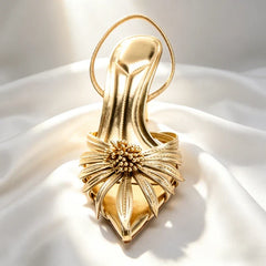 Gold Flower Detail High Stiletto Heel