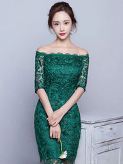 Elegant Lace Cocktail Off The Shoulder Sheath Party Mini Dress