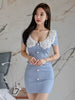 Vintage Elegant Office Sweet Turn-down Collar Slim Mini Vestidos Street Pencil Short Dress